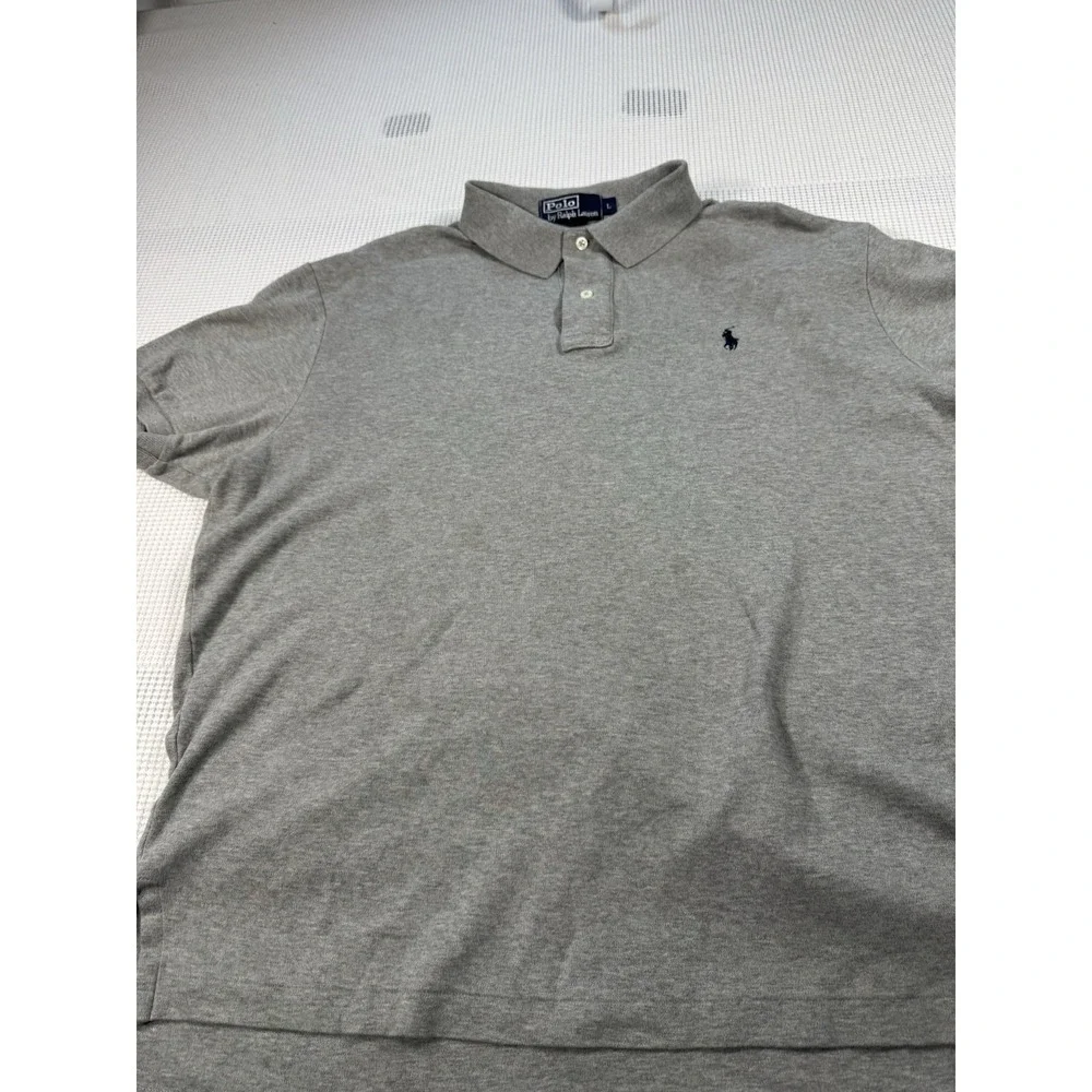 Polo Ralph Lauren Mens Large Gray Short Sleeve Pony Logo Polo Shirt 33672